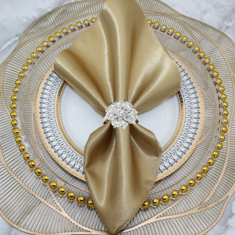 Dvianna 6 τεμάχια Rose Flower Θήκη για χαρτοπετσέτες με λουλούδια στρας Δαχτυλίδια για το γάμο της μητέρας Διακόσμηση τραπεζιού HWM04