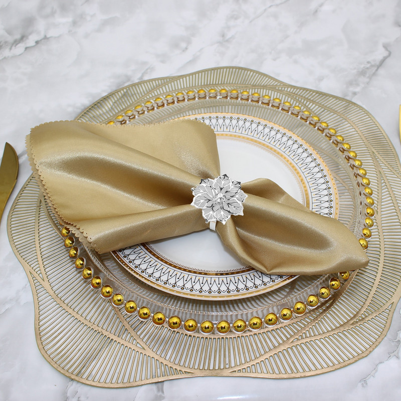 Dvianna 6 τεμάχια Rose Flower Θήκη για χαρτοπετσέτες με λουλούδια στρας Δαχτυλίδια για το γάμο της μητέρας Διακόσμηση τραπεζιού HWM04