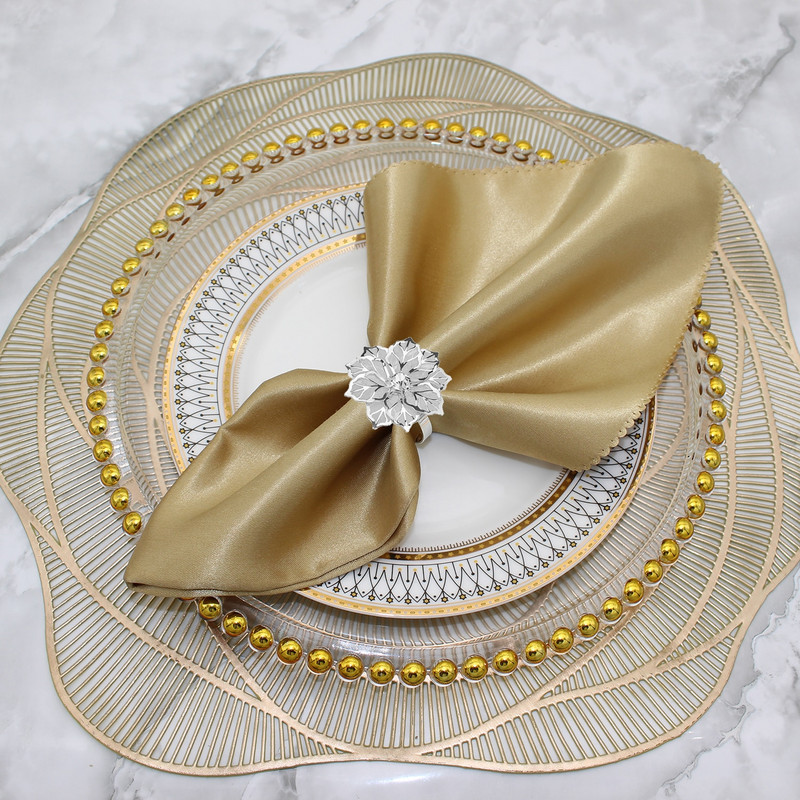 Dvianna 6 τεμάχια Rose Flower Θήκη για χαρτοπετσέτες με λουλούδια στρας Δαχτυλίδια για το γάμο της μητέρας Διακόσμηση τραπεζιού HWM04