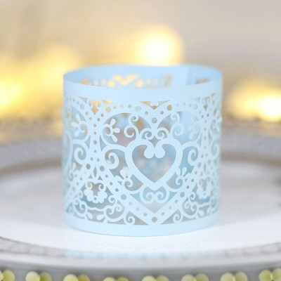 50 vnt Meilės širdies stiliaus lazeriu iškirpti popieriniai žiedai servetėlių laikikliai gimtadienio vestuvėms Kalėdų vakarėliui vakarienės stalo puošmena