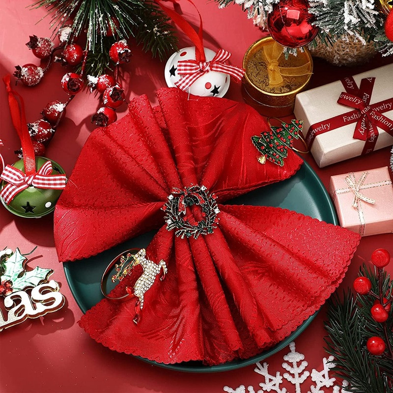 9-osaline jõulusalvrätirõngaste komplekt Metallist jõulusalvrätikuhoidja Jõulupuu salvrätisõrmuse kaunistus