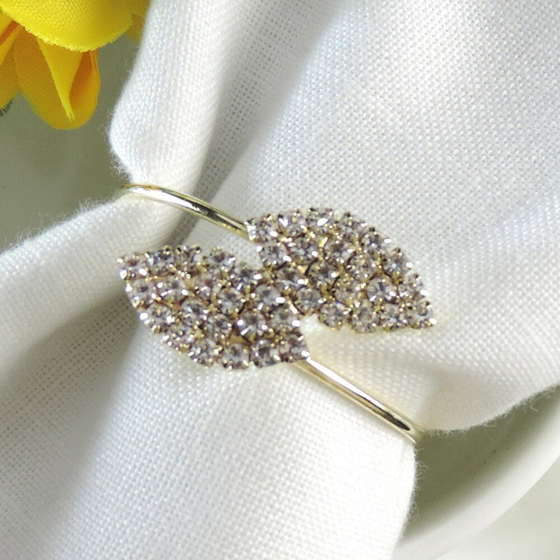 10 bucăți/set curea de decorare pentru petrecere cu strasuri servetel pentru nuntă cina acasă suport șervețel inele catarame hotel banchet frunze forma