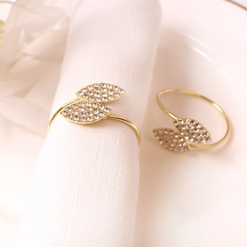 10 bucăți/set curea de decorare pentru petrecere cu strasuri servetel pentru nuntă cina acasă suport șervețel inele catarame hotel banchet frunze forma