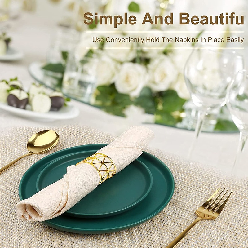 12 τμχ Δαχτυλίδια χαρτοπετσέτας Μεταλλικά Διακοσμητικά Γάμου Στρογγυλή Ατομική Διακοσμητική Χρυσή Τραπεζοθήκη Πετσέτα Αξεσουάρ Δείπνου Σερβίρισμα