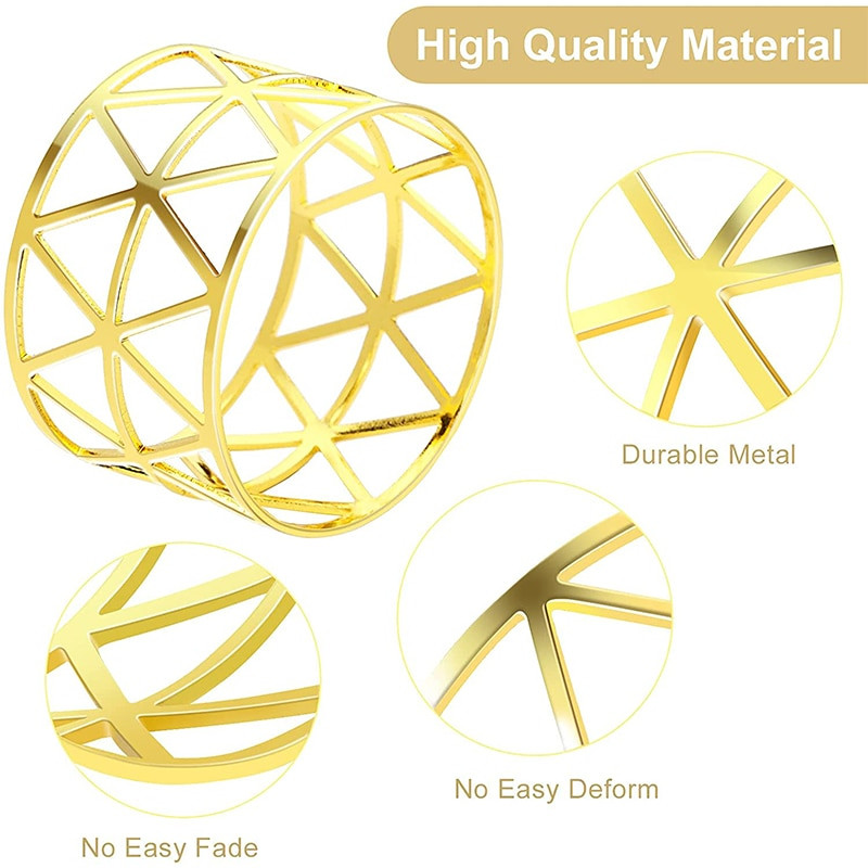 12 τμχ Δαχτυλίδια χαρτοπετσέτας Μεταλλικά Διακοσμητικά Γάμου Στρογγυλή Ατομική Διακοσμητική Χρυσή Τραπεζοθήκη Πετσέτα Αξεσουάρ Δείπνου Σερβίρισμα