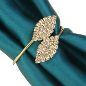 Inel de șervețel, 12 suporturi metalice pentru inele de șervețel pentru decorarea mesei de nuntă (frunze-aurie)