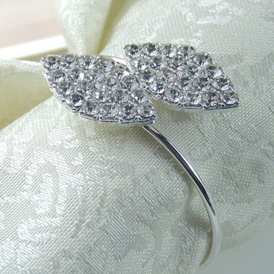 Inel de șervețel, 12 suporturi metalice pentru inele de șervețel pentru decorarea mesei de nuntă (frunze-aurie)