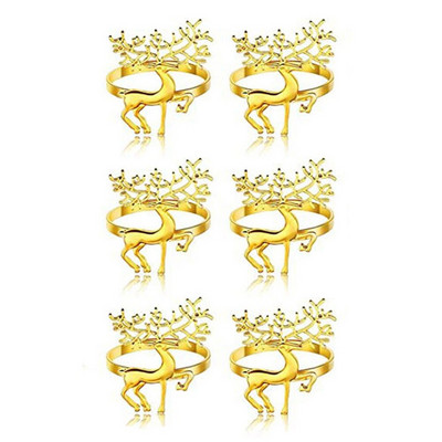 Χριστουγεννιάτικα δαχτυλίδια χαρτοπετσέτας 6 τεμ. Σχέδιο ελάφια Θήκη για χαρτοπετσέτα Διακόσμηση τραπεζιού σπιτιού Χριστουγεννιάτικο πάρτι Χριστουγεννιάτικη πόρπη από κράμα χαρτοπετσέτας Χριστουγεννιάτικο στολίδι