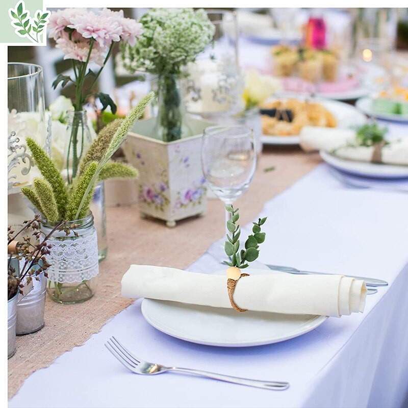 HOT ΕΚΠΤΩΣΗ 6 τεμαχίων Ευκάλυπτος Δαχτυλίδια Χειροποίητες Ξύλινες Χάντρες Διακόσμηση Σπίτι Faux Πράσινο Θήκες Χαρτοπετσέτας για γάμους, πάρτι, κ.λπ.