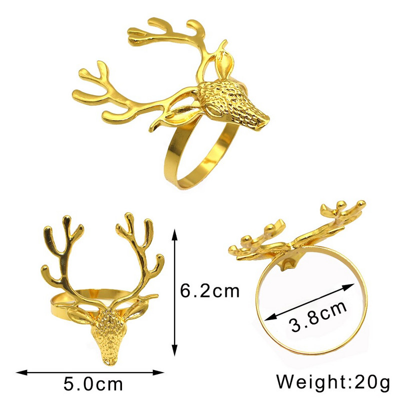 Dvianna 6 τμχ Δαχτυλίδια από χαρτοπετσέτα ελάφι Χριστουγεννιάτικες θήκες για πετσέτες από τάρανδο Πόρπη από χαρτοπετσέτα για εορταστικά δείπνα πάρτι γάμου HWC161