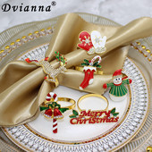 Dvianna 6 tk/partii jõulusalvrätiku sõrmuste hoidikud Hirve salvrätiku sõrmused jõuluõhtusöökideks pidudeks Pulmakaunistused lauakaunistused