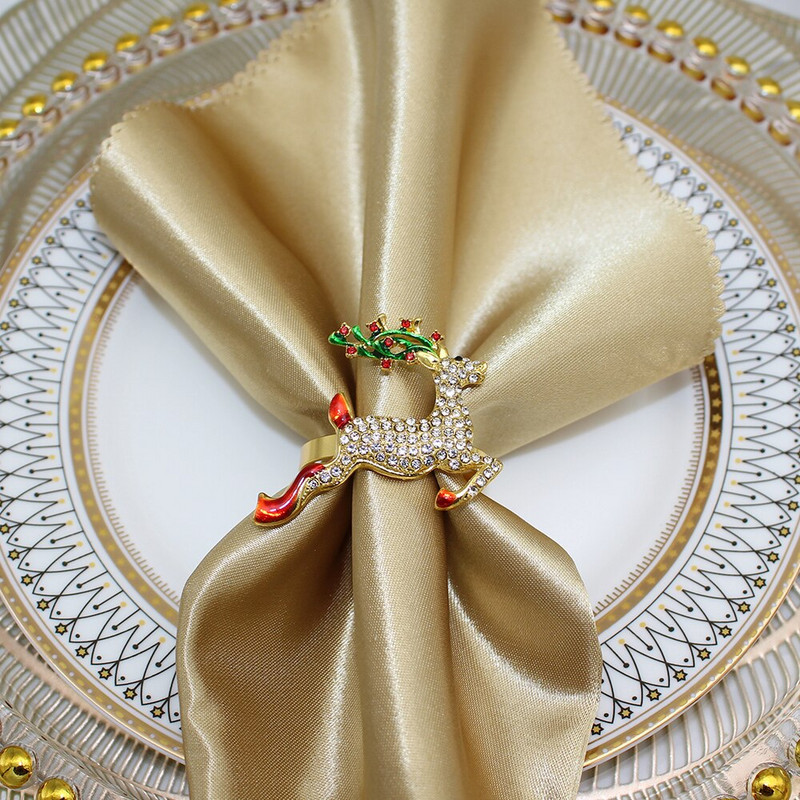 Dvianna 6 tk/partii jõulusalvrätiku sõrmuste hoidikud Hirve salvrätiku sõrmused jõuluõhtusöökideks pidudeks Pulmakaunistused lauakaunistused