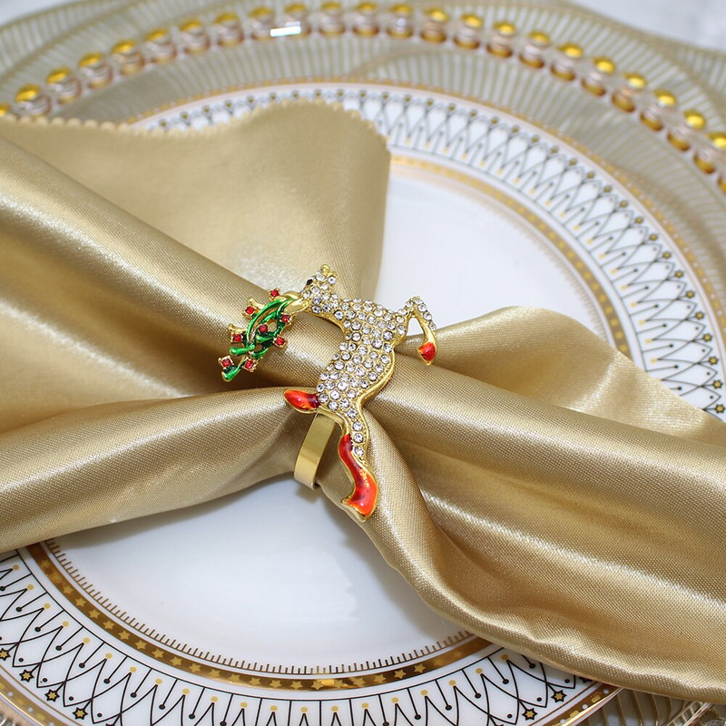 Dvianna 6 tk/partii jõulusalvrätiku sõrmuste hoidikud Hirve salvrätiku sõrmused jõuluõhtusöökideks pidudeks Pulmakaunistused lauakaunistused