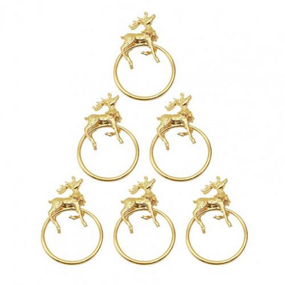 6 τμχ/Σετ Χαριτωμένο δαχτυλίδι χαρτοπετσέτας σε σχήμα ελαφιού Εξαιρετικό αντι-ξεθωριασμένο κράμα θήκης χαρτοπετσέτας Δαχτυλίδια για πετσέτες Ξενοδοχείο Χριστουγεννιάτικα αξεσουάρ γάμου