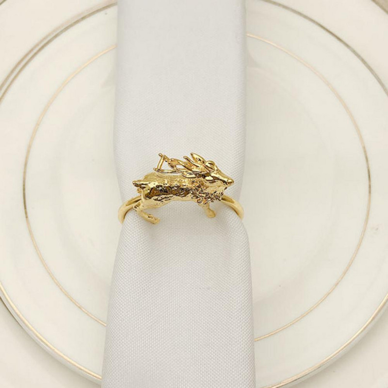 6 τμχ/Σετ Χαριτωμένο δαχτυλίδι χαρτοπετσέτας σε σχήμα ελαφιού Εξαιρετικό αντι-ξεθωριασμένο κράμα θήκης χαρτοπετσέτας Δαχτυλίδια για πετσέτες Ξενοδοχείο Χριστουγεννιάτικα αξεσουάρ γάμου