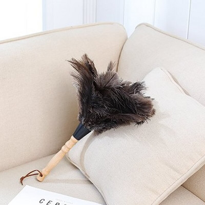 High Quality Wooden Handle Ostrich Feather Fur Brush Duster Anti-Static Dust Removal Dusters Brush Cleaning Tool