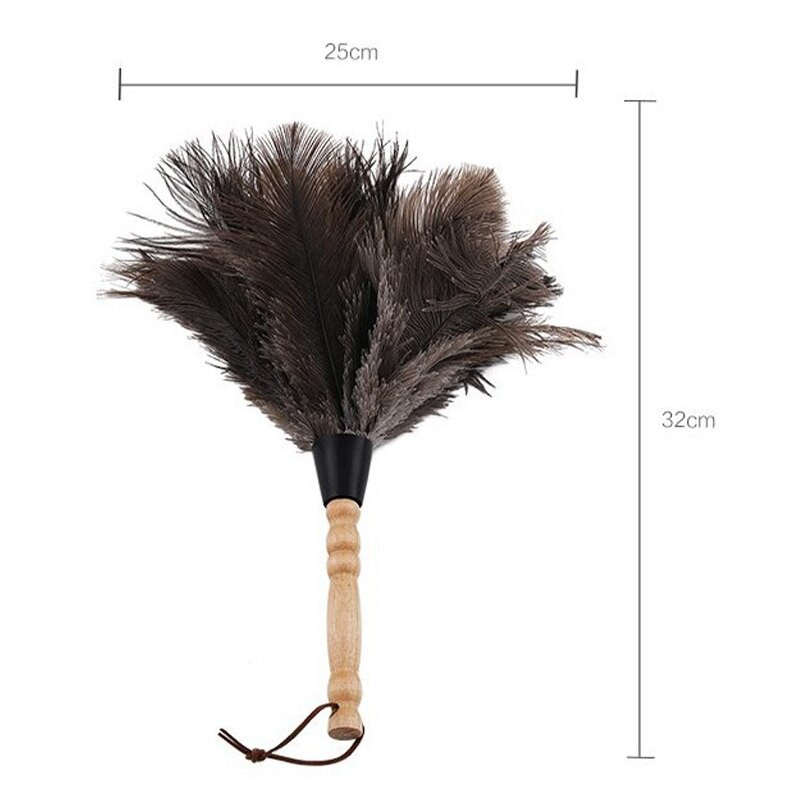 Aukštos kokybės medinė rankena stručio plunksnų kailio šepečių dulkių šluostė Antistatinė dulkių šalinimo dulkių šluostė šepečių valymo priemonė