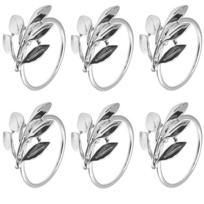 6 τμχ Φθινοπωρινά φύλλα Δαχτυλίδια χαρτοπετσέτας Χρυσά ασημένια αγκράφα για χαρτοπετσέτα Μεταλλική θήκη για χαρτοπετσέτα Δώρα γάμου Διακόσμηση τραπεζιού ντους βάπτισης