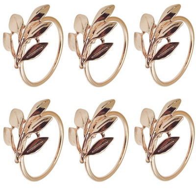 6 τμχ Φθινοπωρινά φύλλα Δαχτυλίδια χαρτοπετσέτας Χρυσά ασημένια αγκράφα για χαρτοπετσέτα Μεταλλική θήκη για χαρτοπετσέτα Δώρα γάμου Διακόσμηση τραπεζιού ντους βάπτισης