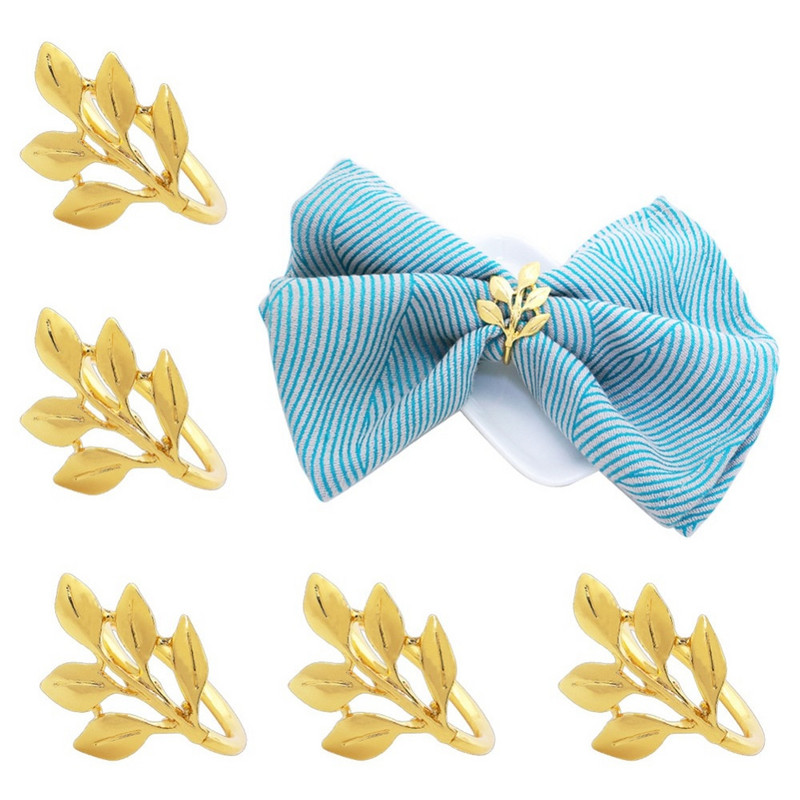 6 τμχ Φθινοπωρινά φύλλα Δαχτυλίδια χαρτοπετσέτας Χρυσά ασημένια αγκράφα για χαρτοπετσέτα Μεταλλική θήκη για χαρτοπετσέτα Δώρα γάμου Διακόσμηση τραπεζιού ντους βάπτισης