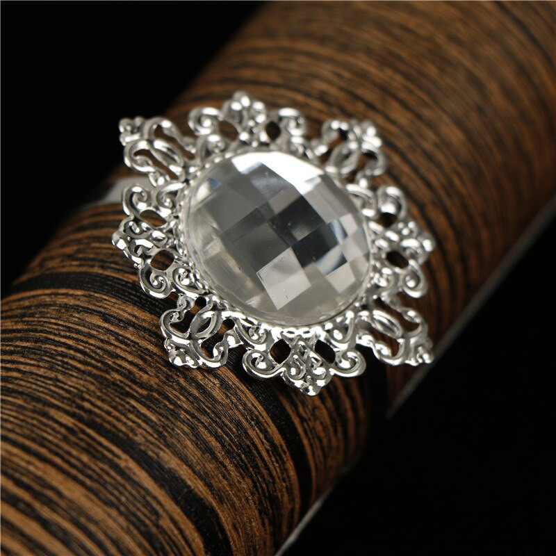 6PCS Srebrni dijamantni prsten za salvete za stol Kuhinjski držač za salvete Akrilni vjenčani banket Večera Festivalski dekor 15*5CM