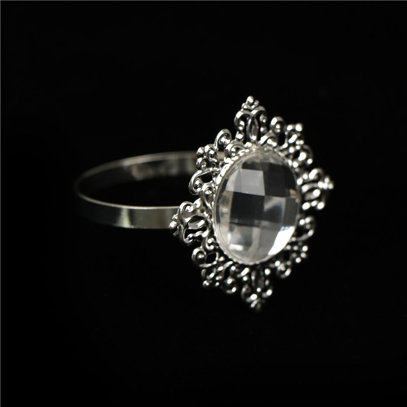 6PCS Srebrni dijamantni prsten za salvete za stol Kuhinjski držač za salvete Akrilni vjenčani banket Večera Festivalski dekor 15*5CM