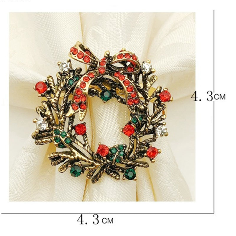 6 τεμ. Χριστουγεννιάτικο στεφάνι δαχτυλίδια χαρτοπετσέτας Μεταλλική πόρπη για χαρτοπετσέτα Θήκη χαρτοπετσέτας Κύκλος ξενοδοχείου Εστιατόριο Γαμήλια δείπνο Τραπέζι Δ