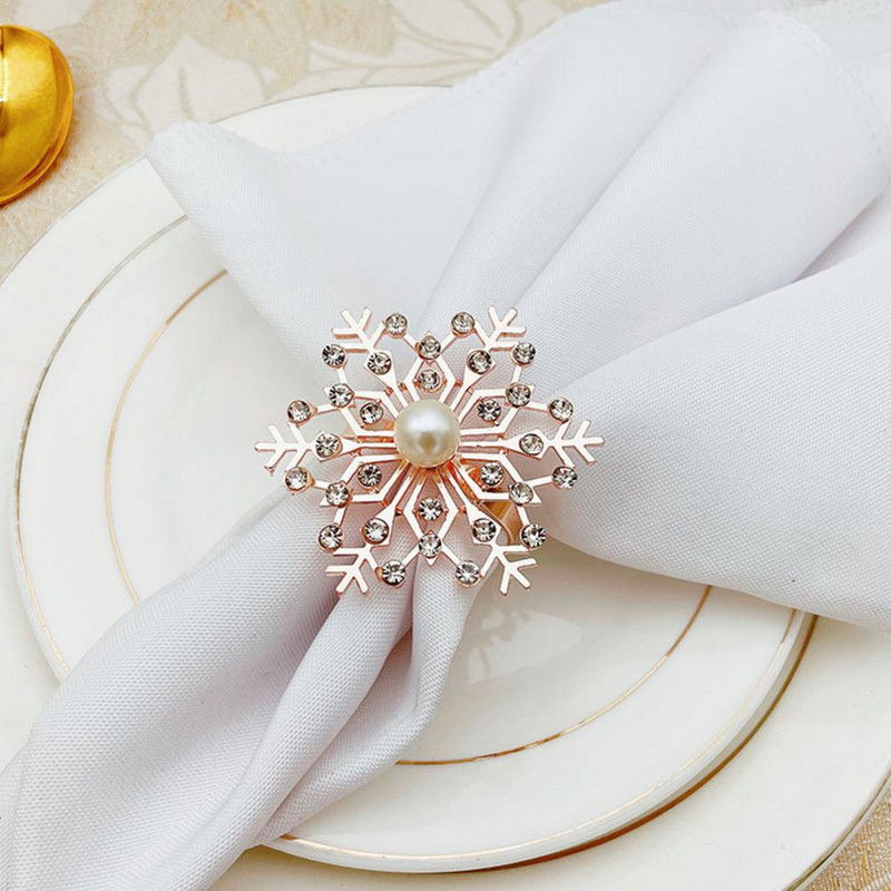 6 tk/komplekt jõulude peen salvrätirõngas sulamist loominguline lumehelbe kujuga laua salvrätikuhoidja söögilaua pulmakaunistustarvik