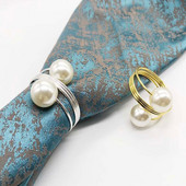 6 τμχ Δαχτυλίδια χαρτοπετσέτας Διπλό μαργαριτάρι Δαχτυλίδι για χαρτοπετσέτα για γαμήλια δείπνο Διακόσμηση τραπεζιού Home Gardon Tower Holders