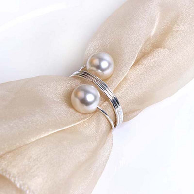 6 τμχ Δαχτυλίδια χαρτοπετσέτας Διπλό μαργαριτάρι Δαχτυλίδι για χαρτοπετσέτα για γαμήλια δείπνο Διακόσμηση τραπεζιού Home Gardon Tower Holders