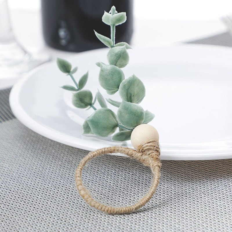 6 tk Eukalüpti salvrätiku rõngad Käsitsi valmistatud rohelised salvrätiku pandlahoidjad Dekoratiivsed eukalüptilehed Garlandi pulmapeo lauakaunistus