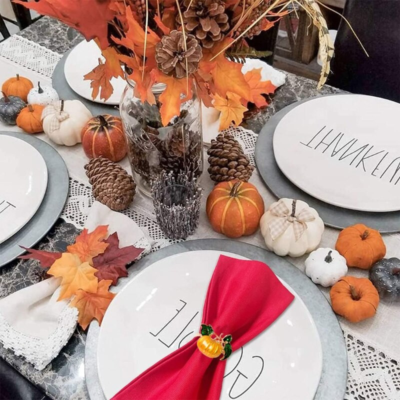 Δαχτυλίδια χαρτοπετσέτας των Ευχαριστιών Θήκες για χαρτοπετσέτες φθινοπώρου Πόρπη από πετσέτες για τις γιορτές του Χάλογουιν Γάμος Διακόσμηση τραπεζιού για δείπνο