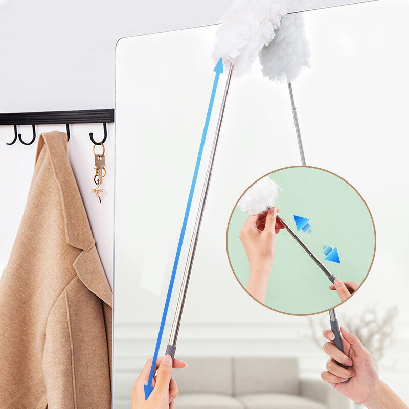 Ühekordselt kasutatav sulgedega tolmulapp Sissetõmmatav painutatav tolmupühkimistööriist Pehme elektrostaatiline kiud Kasulikud majapidamises kasutatavad puhastusvahendid