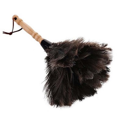 Anti-Static Ostrich Feather Fur Brush Duster Dust Cleaning Tool Wooden Handle Microfiber Duster