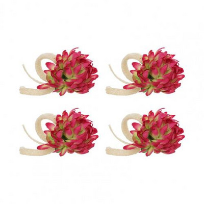 4 τμχ Χειροποίητες χειροτεχνίες Πολύχρωμα τεχνητά λουλούδια δαχτυλίδια πετσετών Faux δαχτυλίδι πετσετών Σερβιέτ Πόρπες Θήκη Διακόσμηση τραπεζιού γάμου