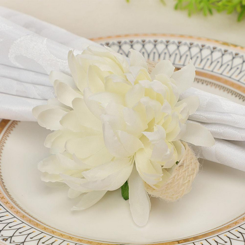 4 τμχ Χειροποίητες χειροτεχνίες Πολύχρωμα τεχνητά λουλούδια δαχτυλίδια πετσετών Faux δαχτυλίδι πετσετών Σερβιέτ Πόρπες Θήκη Διακόσμηση τραπεζιού γάμου