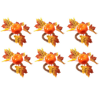 6 τμχ Σετ δαχτυλιδιών με πετσέτες κολοκύθας για αποκριάτικο πάρτι δημιουργική θήκη για χριστουγεννιάτικες οικογενειακές διακοσμήσεις τραπεζιών