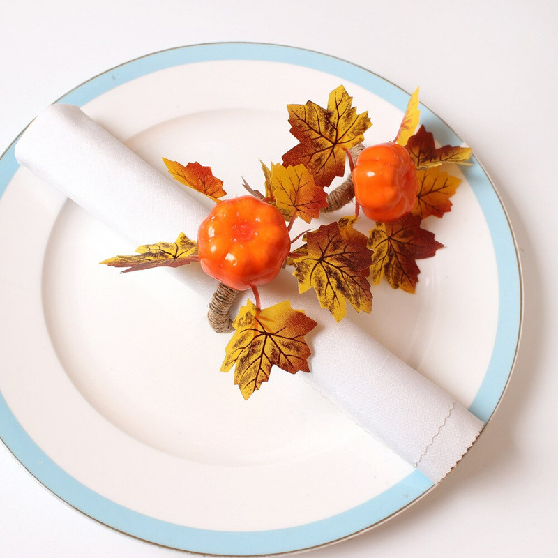 6 τμχ Σετ δαχτυλιδιών με πετσέτες κολοκύθας για αποκριάτικο πάρτι δημιουργική θήκη για χριστουγεννιάτικες οικογενειακές διακοσμήσεις τραπεζιών