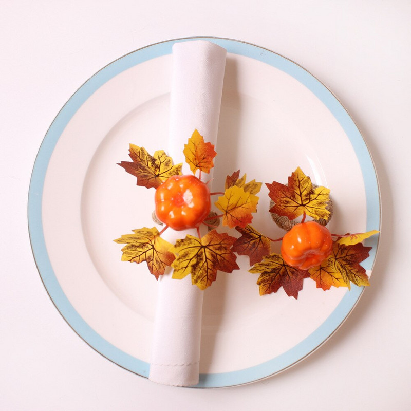 6 τμχ Σετ δαχτυλιδιών με πετσέτες κολοκύθας για αποκριάτικο πάρτι δημιουργική θήκη για χριστουγεννιάτικες οικογενειακές διακοσμήσεις τραπεζιών