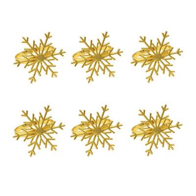 Dvianna 6 τμχ Δαχτυλίδια για χαρτοπετσέτα με νιφάδα χιονιού Χρυσή θήκη για χριστουγεννιάτικα δαχτυλίδια για χριστουγεννιάτικο γαμήλιο πάρτι Προμήθειες τραπεζιού HWC94