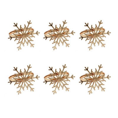 Dvianna 6 τμχ Δαχτυλίδια για χαρτοπετσέτα με νιφάδα χιονιού Χρυσή θήκη για χριστουγεννιάτικα δαχτυλίδια για χριστουγεννιάτικο γαμήλιο πάρτι Προμήθειες τραπεζιού HWC94