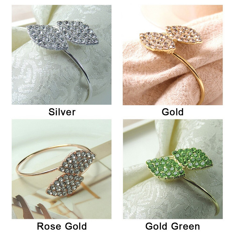 Ροζ χρυσό ασημί δαχτυλίδια χαρτοπετσέτας Σερβιέτ πόρπες Μεταλλικό φύλλο στρας Διακόσμηση ζώνη Συμπόσιο Γαμήλιο Δείπνο Σπίτι Πάρτι