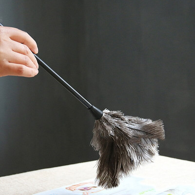 1 τεμ. Στρουθοκαμήλου φτερό γούνας, σκόνης, καθαριστικό εργαλείο καθαρισμού σκόνης, ξύλινη λαβή DIY προμήθειες σπιτιού