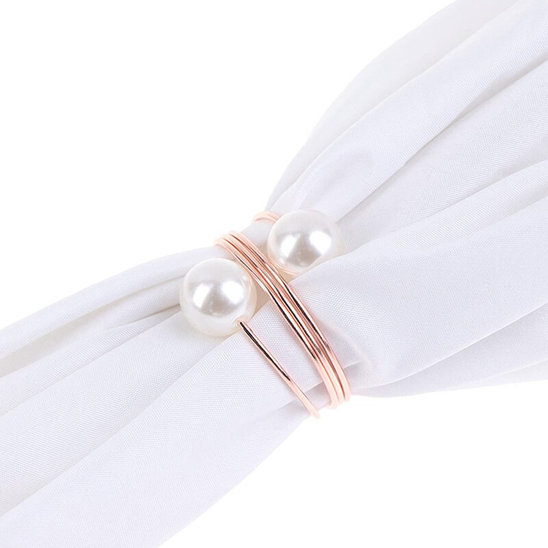 Pearl servetėlių žiedas vestuvių stalo dekoravimui metalinis auksinis prabangus servetėlių laikiklis vestuvinių rankšluosčių žiedai vakarienės stalo dekoravimui