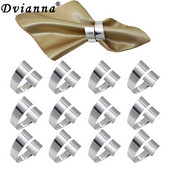 Dvianna Ασημένια δαχτυλίδια χαρτοπετσέτας Σετ με 12 μοντέρνα στρογγυλά δαχτυλίδια θήκης για χαρτοπετσέτες για γιορτινά Χριστουγεννιάτικα Διακοσμητικά Τραπεζιού Γάμου HWM07