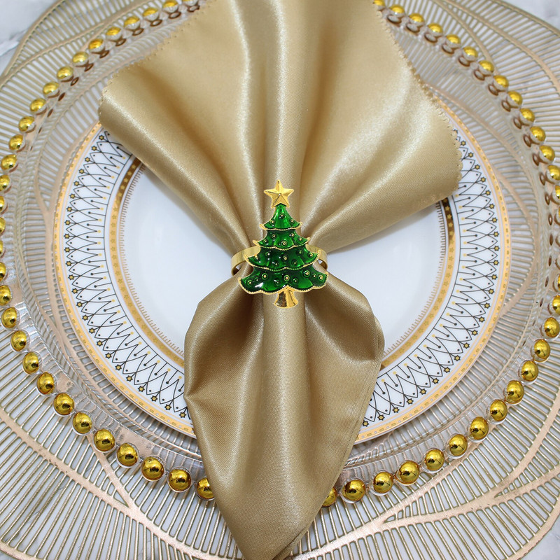 Dvianna 12 τεμ. Χριστουγεννιάτικο δέντρο δαχτυλίδια για χαρτοπετσέτες Χριστουγεννιάτικο θήκη για χριστουγεννιάτικο γάμο για το δείπνο των Ευχαριστιών HWC53