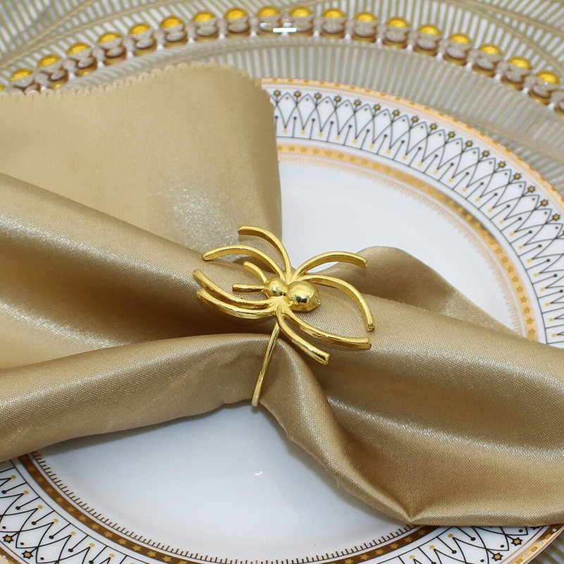 Dvianna Ασημένια δαχτυλίδια χαρτοπετσέτας σετ 6 δαχτυλιδιών μαύρης αράχνης θήκης για χαρτοπετσέτες αποκριάτικες διακοσμήσεις HWH12