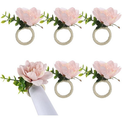 Δαχτυλίδια για χαρτοπετσέτα λουλουδιών 6 τμχ., θήκη για δαχτυλίδια για χαρτοπετσέτα, πόρπες άνοιξη λουλουδάτο σερβιέτ Διακοσμητικά τραπεζιού