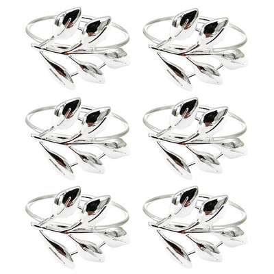 6 τμχ Φθινοπωρινά φύλλα Δαχτυλίδια χαρτοπετσέτας Χρυσά ασημένια αγκράφα για χαρτοπετσέτα Μεταλλική θήκη για χαρτοπετσέτα Δώρα γάμου Διακόσμηση τραπεζιού ντους βάπτισης