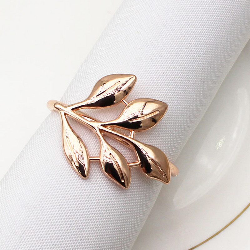 6 τμχ Φθινοπωρινά φύλλα Δαχτυλίδια χαρτοπετσέτας Χρυσά ασημένια αγκράφα για χαρτοπετσέτα Μεταλλική θήκη για χαρτοπετσέτα Δώρα γάμου Διακόσμηση τραπεζιού ντους βάπτισης